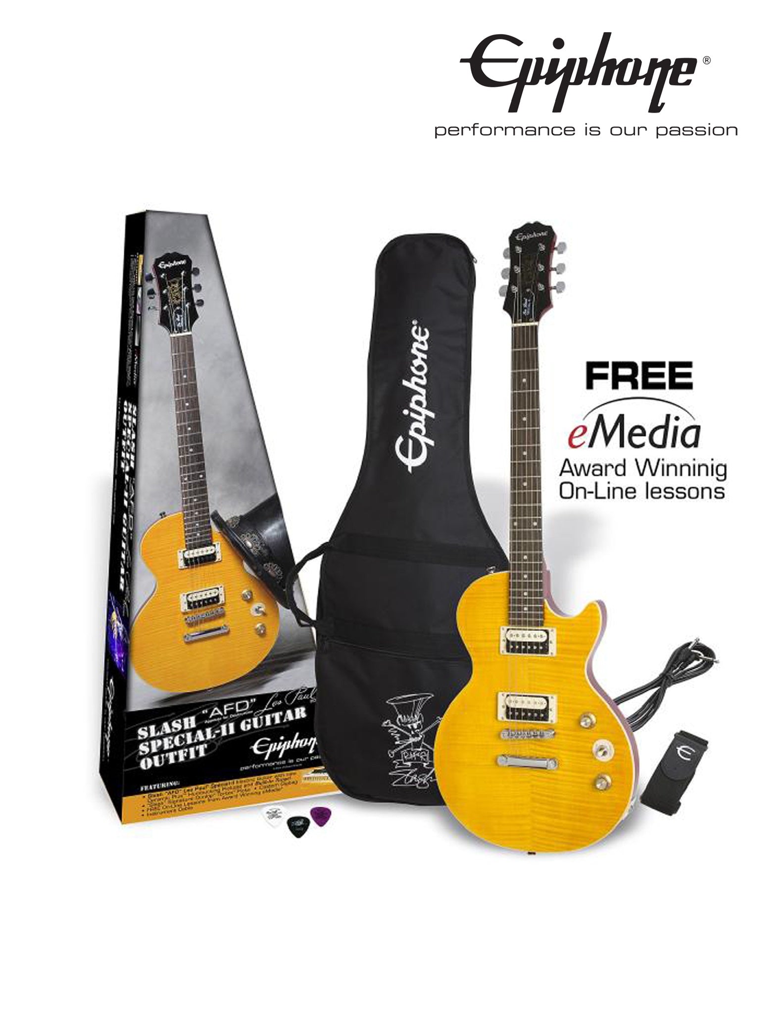 Epiphone ENA2AANH3 Slash AFD Les Paul Special-II Appetite Amber Electric Guitar (Limited Edition)